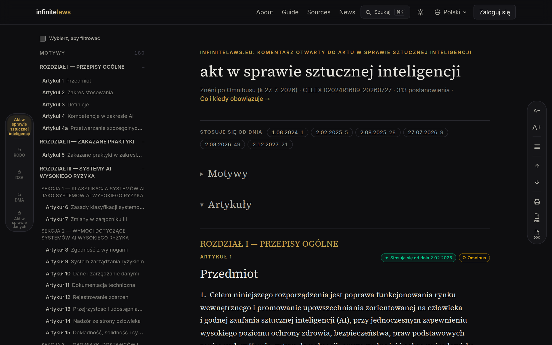Tekst aktu w sprawie sztucznej inteligencji z komentarzem — spis treści i kolumna do czytania